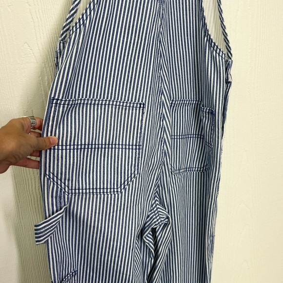 H&M - NWT Twill Dungarees Blue And White Stripe Adjustable Strap Overalls XXS - Picture 12 of 13